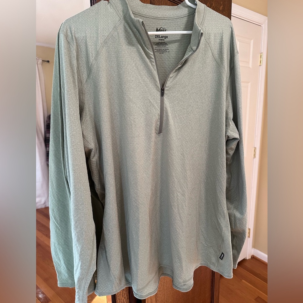 REI Lightweight Base Layer Half-Zip Top 2X Celery Green